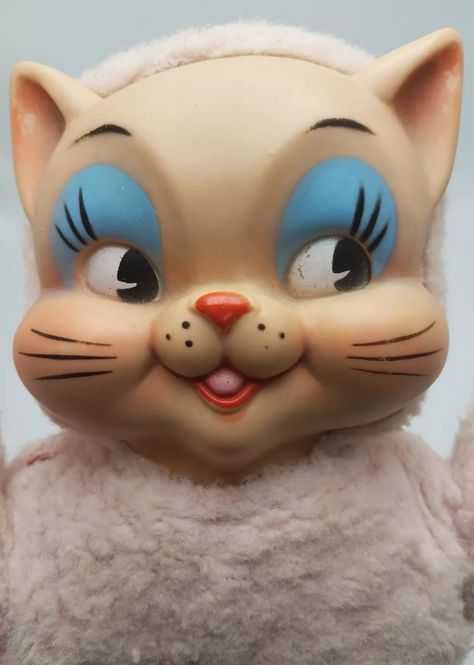 Rushton Toys, Vintage Stuffed Animals, Weird Toys, Animals For Sale, Rubber Face, Vintage Collectables, Vintage Kitsch, Vintage Plush, Cat Doll