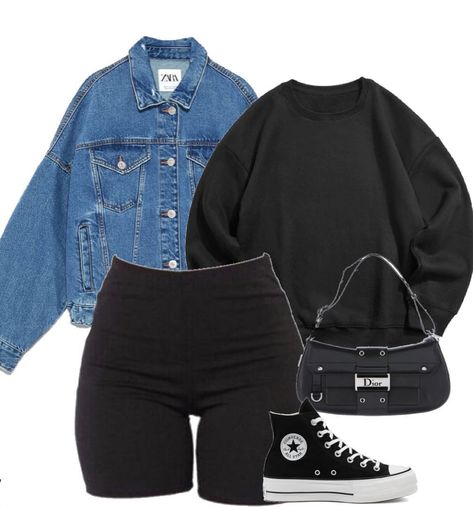 Edgy Classic Capsule Wardrobe, Wardrobe Tips, Outfits Chic, Oversized Denim Jacket, Looks Black, Nice Style, Causual Outfits, Converse Sneakers, Looks Chic