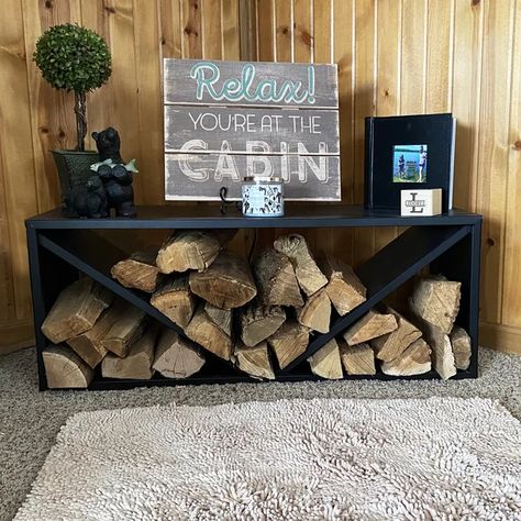 Khamira 19'' W Metal Log Rack Metal Firewood Rack Indoor, Firewood Storage Box Indoor, Indoor Firewood Storage Ideas, Firewood Box Indoor, Firewood Storage Indoor Living Rooms, Log Storage Living Room, Indoor Wood Storage Ideas, Firewood Rack Indoor, Indoor Log Holder