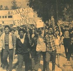 "Education Not Eradication" - Chicano high school walkouts, March 6th-9th, 1968.  Photo credit: Chicano Student News, courtesy California Library for Social Studies and Research — in Los Angeles, California. Chicano Movement, Chicano Studies, American Student, Chicano Love, East La, East Los Angeles, Bilingual Education, High Schools, Mexican American