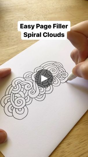 420 reactions · 41 shares | Easy Page Filler: Spiral Clouds  Make a spiral, add some rainbows, maybe add color! You’ll see lots of variations on this, so don’t get stuck thinking that you are doing it wrong!  #zentangle #tangleart #untangling #clouds #spirals #rainbows  @ohuhuart @artecho_art | Untangling Addie | untangling.addie · Original audio Zentangle Clouds, Spiral Clouds, Spiral Design Pattern, Spiral Mandala, Easy Zentangle, Dotted Drawings, Subtle Background, Zen Doodle Patterns, Zentangle Artwork