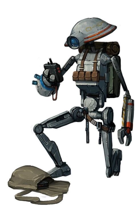 Sci Fi Explorer Character Design, Star Wars Pit Droid, Star Wars Creatures Art, Star Wars Droid Art, Star Wars Droid Oc, Will Nunes Star Wars, Droid Concept Art, Star Wars Droids Concept Art, Will Nunes