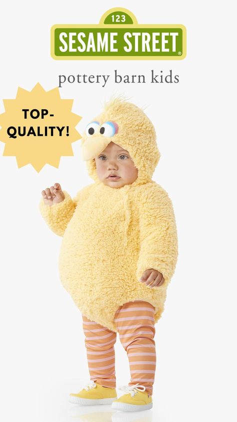 Help baby celebrate their very first Halloween with the colorful cuteness of our Sesame Street® costume. Designed like the iconic, lovable Big Bird, this one-piece look makes dressing up as their favorite character all the more fun. What’s more, it’s crafted from Sherpa to provide soft and snuggly warmth for your little trick-or-treater. Family Of 4 Halloween Costumes Sesame Street, Sesame Street Halloween Costumes Family, Elmo Family Halloween Costume, Sesame Street Family Costume, Family Sesame Street Costumes Diy, Diy Elmo Costume, Big Bird Onesie Costume, Elmo Big Bird Cookie Monster Costume, Sesame Street Costume