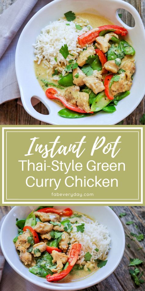 Instant Pot Thai Curry, Instant Pot Curry Chicken, Thai Green Curry Chicken, Instant Pot Thai, Creamy Coconut Curry, Coconut Curry Chicken Recipes, Green Curry Recipes, Green Curry Chicken, Green Coconut