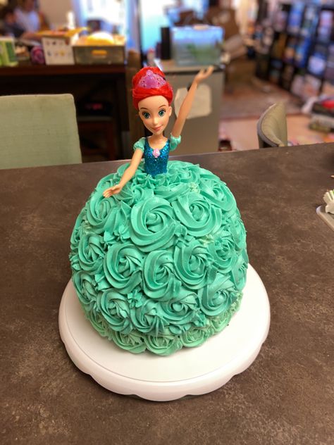 Ariel Doll Cake, Princess Dress Cake, Princess Doll Cake, Arielle Dress, Ariel Cake, Doll Birthday Cake, Rosette Dress, Ariel Doll, Mermaid Birthday Cakes