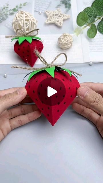 Strawberry Crafts Preschool, Strawberry Crafts For Kids, Sock Owl, Paper Strawberry, Paper Craft Ideas, Easter Decorations Diy Easy, Christmas Gift Basket, Easter Decoration, February 15