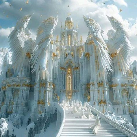 Gothic Castle Aesthetic, 천사와 악마, Heaven Art, Disney Fun Facts, Divine Nature, Magic Aesthetic, Fantasy City, Fantasy Castle, Fantasy Places