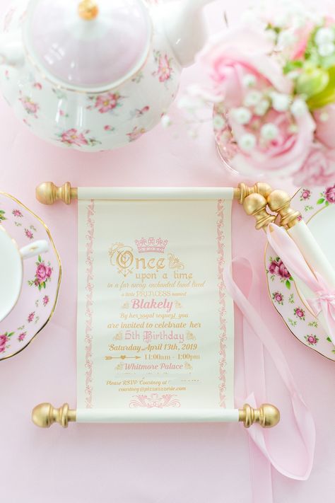 Boho Disney Princess Birthday Party, Tea Party 5th Birthday, 1st Birthday Princess Theme, Disney Princess Tea Party, Princess Tea Party Birthday, Princess Party Cake, Royal Tea Parties, Princess Birthday Party Decorations, Girly Birthday Party