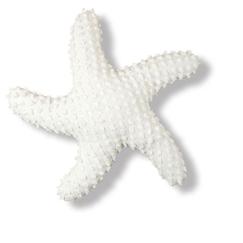 Complete your seaside oasis with a touch of whimsy. This Starfish Shaped Pillow instantly adds variation and dimension to your pillow collection, and easily coordinates with coastal decor. A tufted chenille texture sets this pillow apart to give your look the perfect unique finishing touch. Crafted with a polyester cover and removable polyester insert for easy care. Spot cleaning recommended. Starfish Shaped Pillow, Preppy Beach Pillows, Beachy Pillow Covers, Colorful Decorative Pillows, Blue And White Beach Bedroom, White Shell Pillow, Pillow Inspo Bed, Coastal Granddaughter Pillows, Coastal Bedroom Pillows