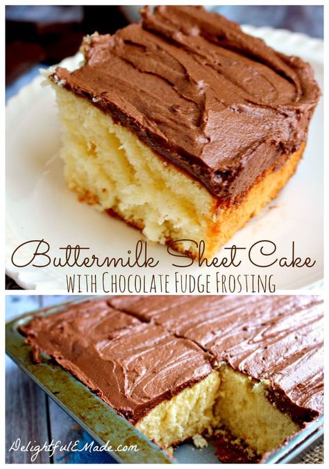 Buttermilk Sheet Cake, Simple Deserts, Cake With Buttermilk, Cake Sheet, Cake With Chocolate Frosting, Buttermilk Cake, Chocolate Fudge Frosting, Chocolate Frosting Recipes, Texas Sheet Cake