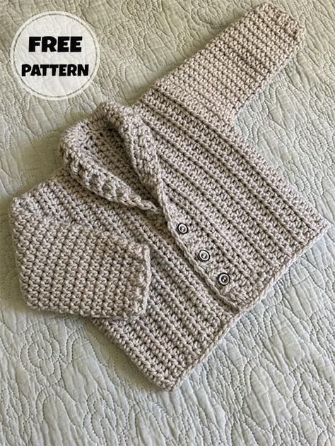 Crochet Boy Sweaters, Baby Sweaters Crochet Free Pattern, Crochet Ideas For Baby Boy, Crochet Baby Boy Sweater Free Pattern, Toddler Crochet Sweater Pattern Free, Crochet Patterns For Baby Boys, Crochet Boy Clothes, Easy Crochet Baby Sweater, Toddler Cardigan Crochet Pattern Free