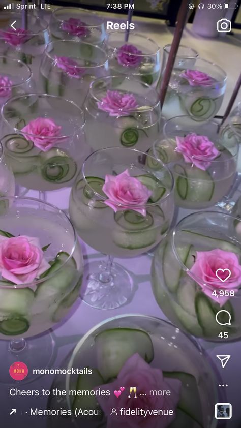 Quinceanera Drinks, Fairy Inspired Food, Quince Drinks, Enchanted Forest Themed Food, Fairy Wedding Food, Princess And The Frog Themed Dinner, Princess And The Frog Drink Ideas, Fairy Themed Drinks, Princess And The Frog Food