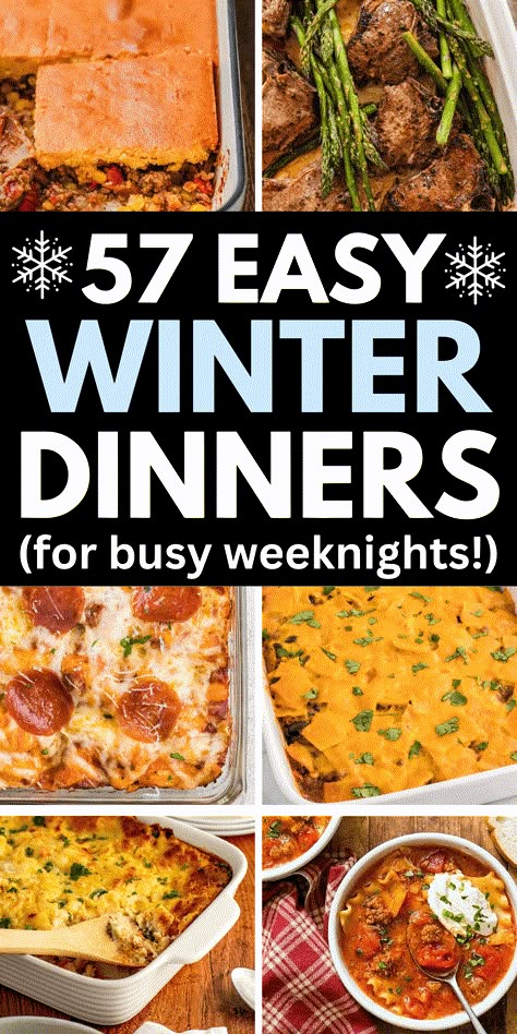 Easy dinner recipes for winter! Cold weather easy winter recipes dinner, quick and easy winter dinner recipes families, quick winter meals easy dinners, winter family dinner ideas, dinner recipes for family winter, sunday dinner ideas winter, easy winter dinner recipes healthy, quick easy winter dinner ideas, easy winter crockpot meals dinners, hearty winter meals cold weather, easy dinner winter recipes, winter food ideas dinner, cozy winter meals easy recipes, winter supper ideas easy ... Meals For Winter Dinners, Hearty Weeknight Dinners, Winter Easy Dinner Recipes, Quick Easy Cold Weather Meals, Winter Warming Recipes, Winter Time Meals, Easy Cold Day Recipes, Winter Family Meals Easy Recipes, Winter Time Dinner Ideas