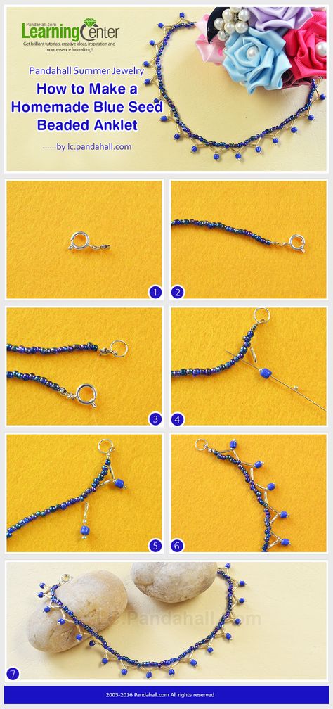 Beaded Anklets Diy Tutorials, How To Make Anklets, Diy Anklet, Anklets Diy, Ankle Bracelets Diy, Beaded Ankle Bracelets, Beaded Ankle, Cute Bracelet, Beaded Anklet