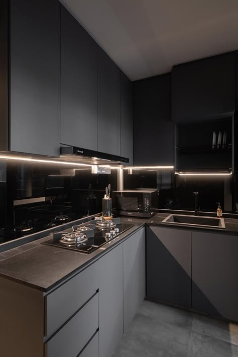 2, 3, 4 and 5-Room Layout Woes for Canberra BTOs: SOLVED | Qanvast Kitchen Ideas Flat, 5 Room Hdb Singapore Interior Design, Wet Kitchen, Kitchen Interior Modern, Kitchen Design Black, Flat Layout, Interior Design Singapore, Condo Interior, Condo Kitchen