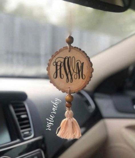 This car charm is customizable to your initials! Each charm comes as pictured with your choice of tassel color. Choose your color in the variations box below. Car charms are made to order so size and shape will vary. Tassels will be made from thread or yarn. Beads may vary in size or shades of brown due to what I have in stock. For any questions, please feel free to contact my shop by sending a message. Monogram Car Charm, Beaded Car Charms, Diy Projects To Make And Sell, Car Hanging Accessories, Car Mirror Hangers, Boho Car Accessories, Car Charms Rear View Mirror, Car Jewelry, Mirror Car Accessories