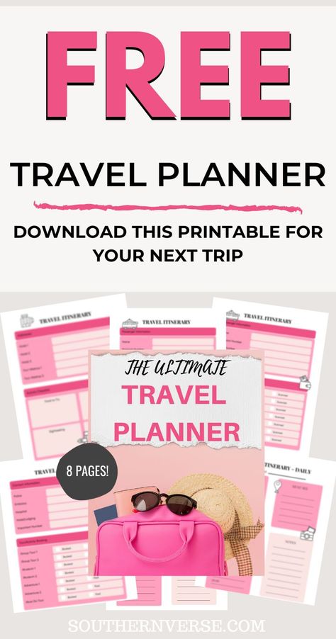 Plan your next trip like a BOSS! Grab this FREE Travel Planner to make your life easier when planning your next vacation. PDF | Printable| #checklist, #free, #freebie, #printable Vacation Planner Template Free Printable, Travel Planner Printable Free, Free Travel Planner, Vacation Planner Template, Travel Planner Printable, Girlfriend Trips, Planner Calendar Printables, Travel Planner Template, Homework Planner