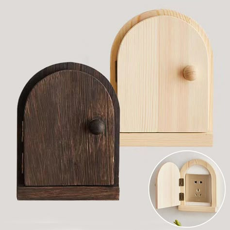 Wood Door Shape Switch Protective Cover Socket Decorative Frame Dustproof New | eBay How To Hide A Light Switch, Framed Light Switch Covers, Switch Covers Ideas, Diy Light Switch Cover Ideas, Light Socket Covers, Wooden Outlet Covers, Diy Fairy Door, Doorbell Cover, Socket Cover