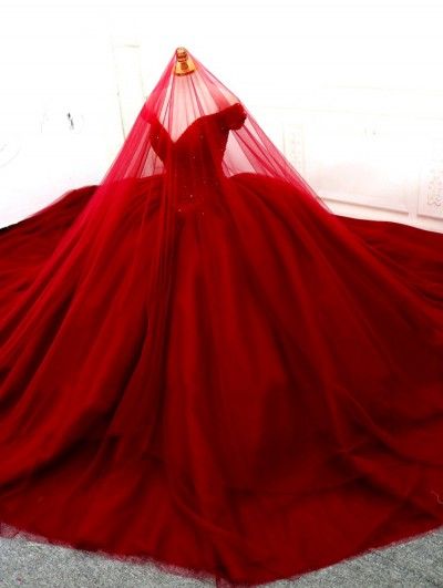 Red Bride Dress Wedding Gowns, Ruby Red Wedding Dress, Red Wedding Dress Theme, Red Lace Wedding Dress The Bride, Red Wedding Gowns Brides, Red Wedding Dress Ballgown, Red Bridal Dress Gowns, Red Fluffy Dress, Red Bride Dress