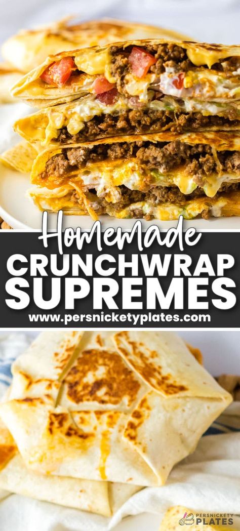 Homemade Crunch Wraps Taco Bells, Diy Crunchwrap Supreme, How To Make Crunch Wraps Taco Bells, Chorizo Crunch Wrap, Ground Beef Taco Toppings, Weight Watchers Crunch Wrap Supreme, Crunch Wraps Taco Bell, Chili Cheese Crunchwrap, Burrito Wrap Ideas