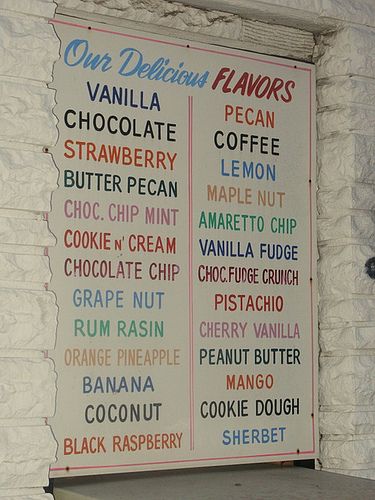 Ice Cream Flavors List | Here’s the list of ice cream flavors, which is displayed outside. Ice Cream Display Ideas, Ice Cream Shop Business Plan, All Ice Cream Flavors List, Ice Cream Business Ideas, Ice Cream Menu Design Ideas, Gelato Flavors List, Ice Cream Menu Board, Ice Cream Shop Signage, Ice Cream Signage