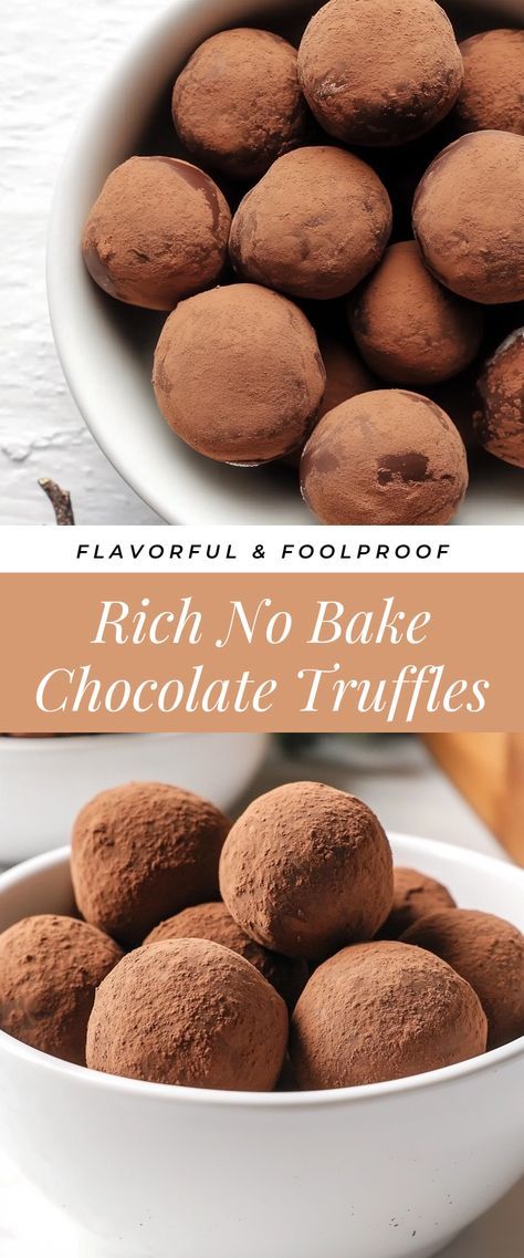 Indulge in these Best No Bake Chocolate Truffles that are super quick and easy to whip up! They're the ideal treat for satisfying your sweet tooth, perfect for a cozy movie night or a fun party dessert. Chocolate Mousse Balls, Simple Truffle Recipe, Easy Chocolate Truffles 3 Ingredients, Choc Truffles Easy, Truffle Balls No Bake, 3 Ingredient Truffles, Easy Quick No Bake Desserts, Easy Truffles No Bake 3 Ingredients, Super Easy Christmas Desserts