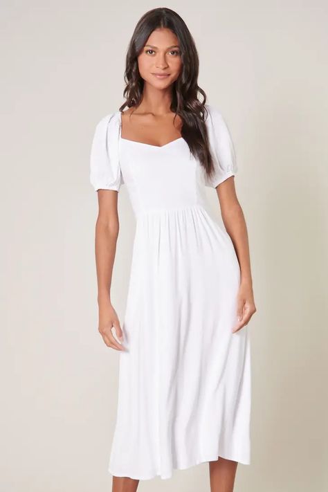 Faire — Unique wholesale merchandise for your store. Cottage Core Style, Photo Dress, Classic White Dress, Puff Sleeve Midi Dress, Classic Cottage, White Midi, Sleeve Midi Dress, White Midi Dress, Midi Length Dress