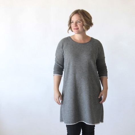 Sweatshirt Pattern Free, Free Tunic Sewing Pattern, Tunic Sewing Patterns For Women, Pattern Free Sewing, Sweater Dress Pattern, Sweatshirt Pattern, Tunic Sewing Patterns, Diy Sweater, Dress Patterns Free