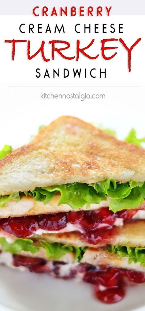 Cranberry Cream Cheese Turkey Sandwich - juicy sandwich made from holiday leftovers dripping with cranberry sauce, cream cheese, mayo and mustard - kitchennostalgia.com Dole Recipes, Cheese Turkey, Flexitarian Recipes, Theme Nights, Holiday Leftovers, Dinner Leftovers, Cranberry Cream Cheese, Turkey Sandwich, Drumstick Recipes