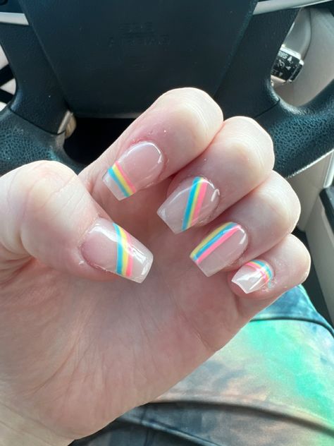 Pansexual Nails Designs, Gay Nail Art, Pan Pride Nails, Pansexual Nail Art, Pansexual Pride Nails, Pansexual Nails, Pan Nails, Finger Nail Colors, Pride Ideas