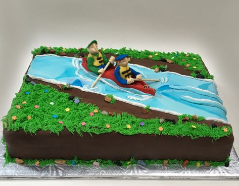 River Cake Ideas, Kayak Cake Ideas, River Cake, Kayak Cake, Swimming Cake, Lake Cake, 50th Cake, Cake Blog, Mum Birthday