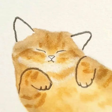 Watercolor Cat, Arte Inspo, Watercolor Ideas, Cat Illustration, Cat Drawing, Water Colour, الرسومات اللطيفة, Cute Doodles, 귀여운 동물