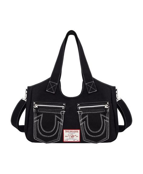 True Religion Horseshoe Stitch BLACK Satchel Bag - Macy's True Religion Purse, School Purse Bags, Amu Westwood, Purses For School, Black Purse Outfit, Purse For School, Streetwear Bags, Black Bag Outfit, Fashion School Bag