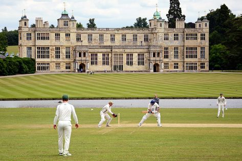 Cricket at Audley End | A superb setting for a village cricket match. Audley End CC batting against Saffron Walden CC 3rd XI, in front of Audley End House in Essex. Village Cricket, Famous Trees, Dharamsala, Cricket Stadium, Saffron Walden, Classy Lifestyle, World Cricket, Modernist House, English Games