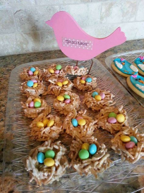 #Birdies #Birthday #Party Ideas | Photo 17 of 25 | Catch My Party Blue Bird Birthday Party, Bird Themed Food Ideas, Bird Theme Party Food, Bird Gender Reveal Party, Bird Theme Desserts, Budgie Birthday Party, Bird Party Favors, Bird Themed Snacks, Bird Watching Birthday Party