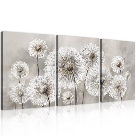 PRICES MAY VARY. The suit include Dandelion Wall Art 3Pcs Framed Poster. SIZES AVAILABLE 16*24*3 inches - Included inner Pine Wooden Frame and Hanging Accessories, Mounting hooks non-trace nails easy to Hang. This Dandelion Wall Art is printed at AOCOOAO professional photo lab. As Great Gift Choice: Dandelion Wall Art for home interior decoration idea or gift for relative and friends. Choose an perfect artwork which your friends and family will admire for years. A wonderful canvas art to hang in 3 Piece Wall Art Diy, Dandelion Paintings, Living Room Botanical, Modern Home Decor Bedroom, Bedroom Paintings, Picture For Living Room, Dandelion Painting, Dandelion Wall Art, Wall Art Beige