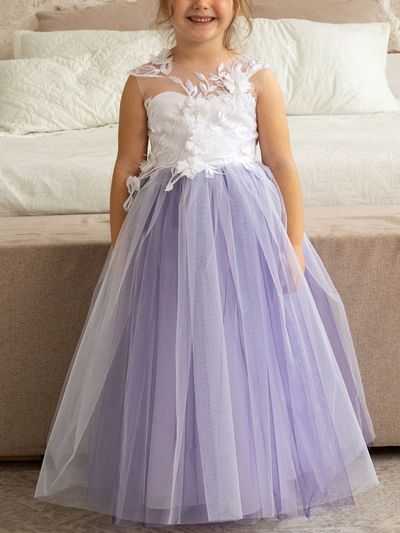 Ball-Gown/Princess Sleeveless Lace Tulle Flower Girl Dresses Girls Birthday Dresses Court Train Scoop Neck Beading Flower Bow Purple #227301 - lalamira Flower Girl Dresses Lavender, Flower Girl Dresses Purple, Girls Birthday Dresses, Lavender Flower Girl Dress, Lilac Flower Girl Dresses, Girls Dres, Purple Flower Girls, Purple Flower Girl Dress