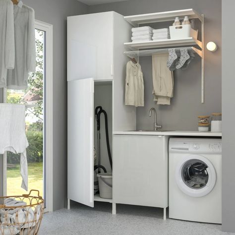 Your IKEA Family Hang Dry Clothes, Ikea Laundry, Ikea Laundry Room, Laundry Room Wallpaper, Laminate Worktop, Laundry Room Flooring, Laundry Cabinets, Laundry Room Remodel, Laundry Closet