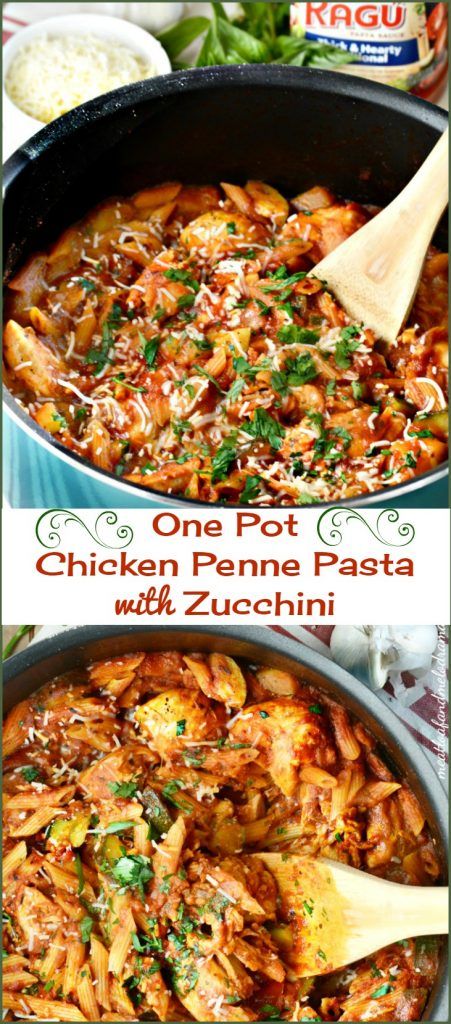 One Pot Chicken Penne Pasta with Zucchini. A quick and easy dinner with Ragu Homestyle Pasta sauce and takes only 30 minutes to make! AD #SimmeredInTradition @RaguSauce Chicken Zucchini Pasta, Pasta With Zucchini, Wife Duties, Chicken Penne Pasta, Chicken Penne, Macaroni Recipes, Chicken Zucchini, One Dish Dinners, One Pot Chicken