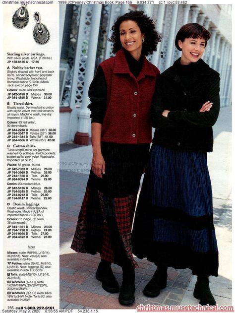 1999 Fashion Outfits, 90s Fashion Catalog, 1999 Fashion, Jcpenney Christmas Catalog, Holiday Capsule Wardrobe, 90's Fashion, Printed Tights, 90s Looks, Valley Girls