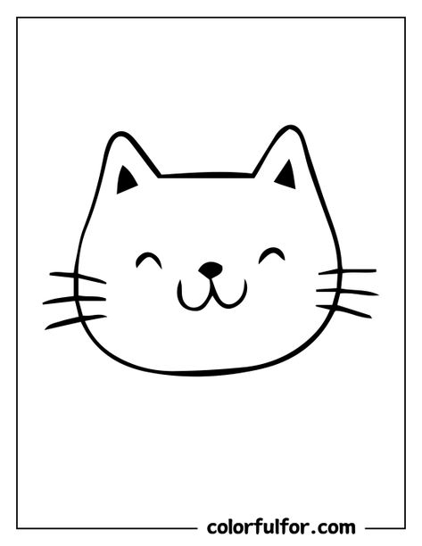 Cute Kitten Drawing Easy, Cat Face Template Free Printable, Basic Cat Drawing, Cat Peeking Drawing, Cat Face Template, Cute Cat Face Drawing, Cat Face Doodle, Memorial Drawings, Cat Face Outline