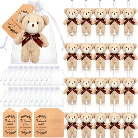 PRICES MAY VARY. Complete Set: you will receive 60 pcs tiny stuffed bear kits including 20 tiny stuffed bears with bows, 20 thank you cards and 20 white organza bags; Sufficient quantity to meet your daily use, decoration and sharing needs Reliable Material: small bear are made of plush, filled with PP cotton, soft and comfortable, wear resistant and can accompany you for a long time; Thank you label is made of kraft paper, the white bag adopts organza material, light but not easy to break or de Little Bear Baby Shower Ideas, We Can Bearly Wait Baby Shower Favors, We Can Bearly Wait Baby Shower Decor, We Can Barely Wait Baby Shower Theme, Bear Baby Shower Favors, Soft Bear, Organza Material, Bear Baby Shower Theme, Stuffed Bears