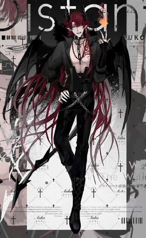 Anime Demon Boy, Anime Guys Shirtless, Demon Art, Anime Drawings Boy, Boy Art, Handsome Anime Guys, Handsome Anime, Manga Drawing, Dark Fantasy Art