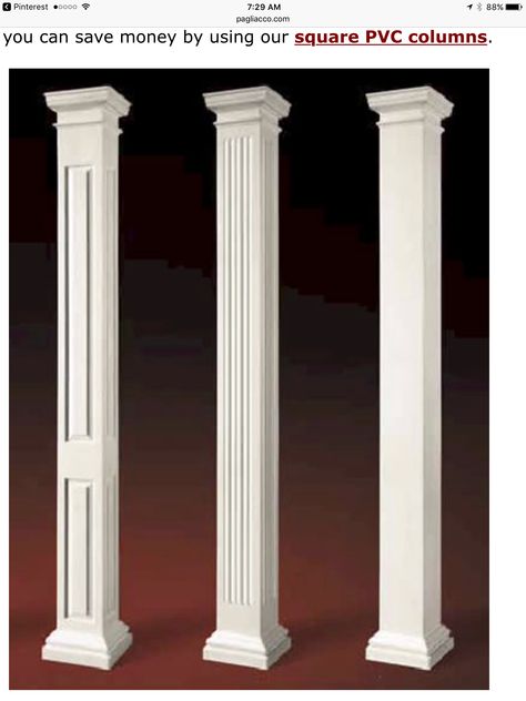 Fake columns Craftsman Columns, Column Ideas, Columns Decor, Front Porch Columns, Craftsman Trim, Interior Columns, Basement Reno, Wood Columns, Porch Columns