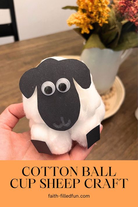 cotton ball cup sheep craft for kids How To Make A Sheep Crafts, Sheep Party Ideas, Christmas Sheep Craft, Psalm 23 Craft, Shepherd Crafts For Kids Sunday School, Easy Sheep Craft, Psalm 23 Craft For Kids, Kindergarten Sheep Craft, Sheep Craft Cotton Balls