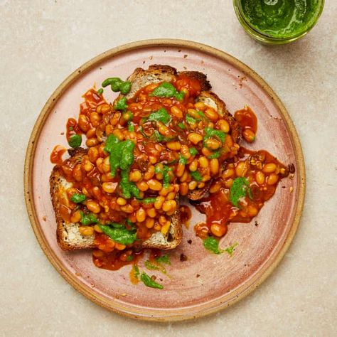 Meera Sodha’s recipe for masala baked beans on toast | The new vegan | Food | The Guardian Masala Beans, Indian Beans, Baked Beans On Toast, Beans Baked, Meera Sodha, Heinz Baked Beans, Vegan Feast, Budget Food, Veg Curry