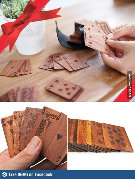 Wooden playing cards Lézervágott Fa, Wooden Deck, Laser Cut Wood Crafts, Laser Engraved Ideas, Extremely Funny, Farm Tables, Wooden Cards, Tables Diy, Wooden Decks