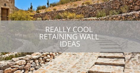 If have uneven ground outside your house, check out our list of retaining wall ideas for inspiration on your next project. Retaining Wall Steps Ideas, Retaining Wall And Stairs, Split Level Garden Ideas Retaining Walls, Retaining Wall Design Ideas, Driveway Retaining Wall Ideas, Retaining Wall Ideas Hillside Backyard, Cement Retaining Wall, Backyard Retaining Wall Ideas, Inexpensive Retaining Wall Ideas