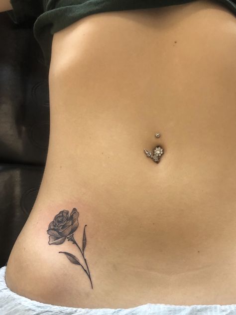 Rose Tattoos Hip, Tattoo On Belly For Women, Hip Tattoo Men Lower, Aesthetic Hip Tattoo, Hidden Hip Tattoos Women, Hip Tattoos Women Rose, Tattoo Ideas Hip Bone, Lower Stomach Hip Tattoo, Inside Hip Tattoo