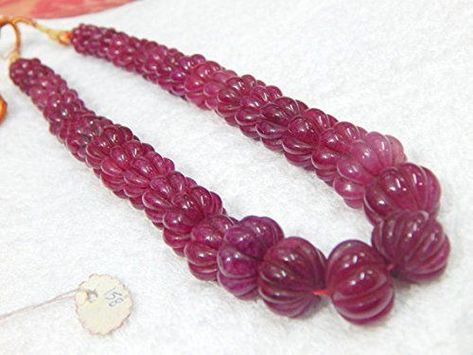 18.5'' 15-23 mm Ruby Quartz Pumpkin Carved Melon Roundel Beads Necklace Pumpkin Carved, Pumpkin Beads, Ruby Quartz, Pumpkin Bead, Handmade Jewlery, Antique Bridal Jewelry, Gold Jewellery Design Necklaces, Heishi Beads, Jewelry Design Necklace